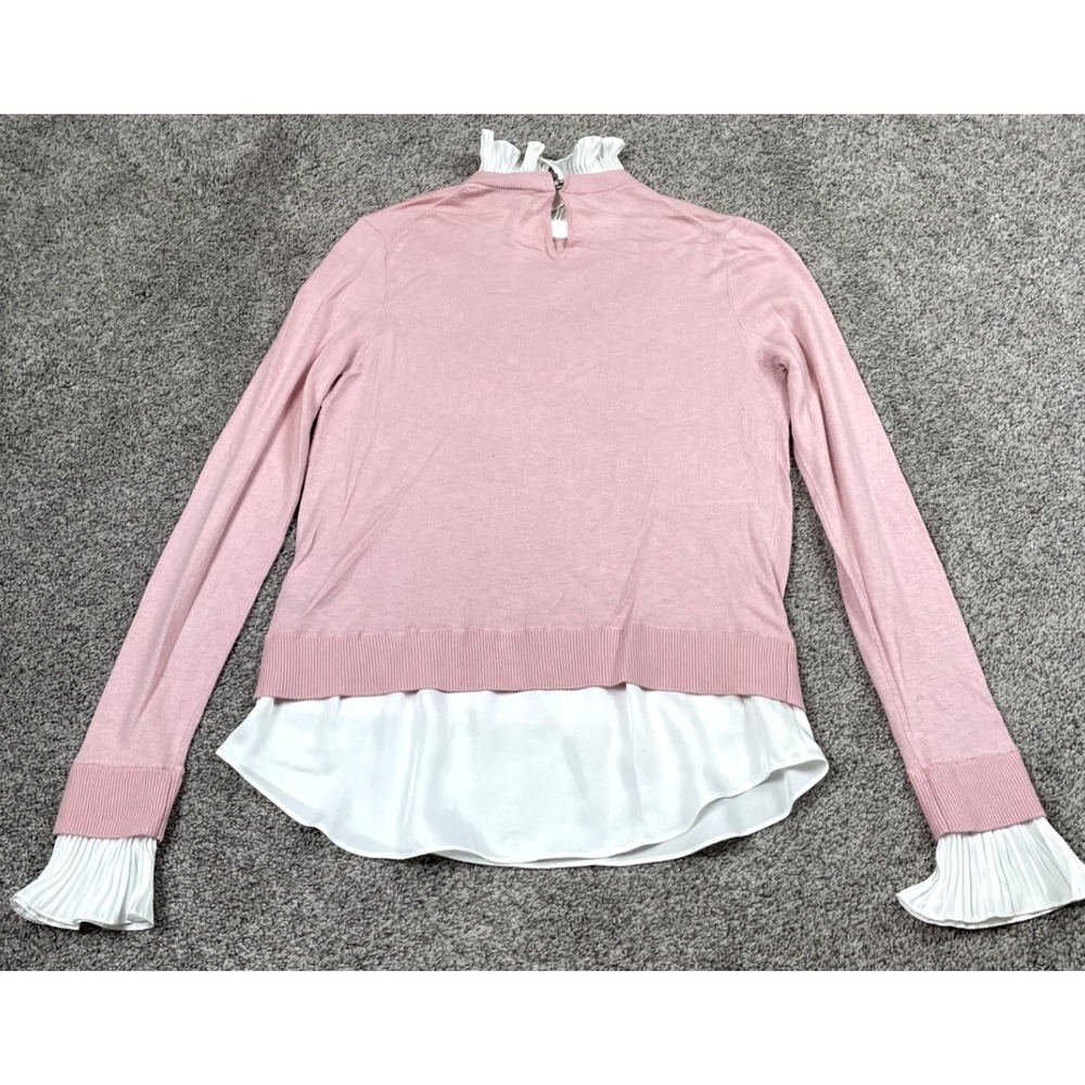 Ted Baker Sweater Womens 1 XS 4 Pink Layered Ruffle Cashmere Blend Preppy Flirty - Picture 2 of 12